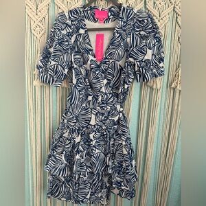 Lilly Pulitzer ALEXANDRIA ELBOW SLEEVE COTTON WRAP DRESS NWT